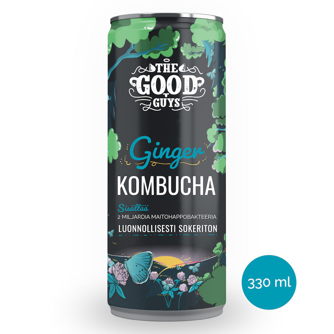 Kombucha Sokeriton Inkivääri, 330 ml