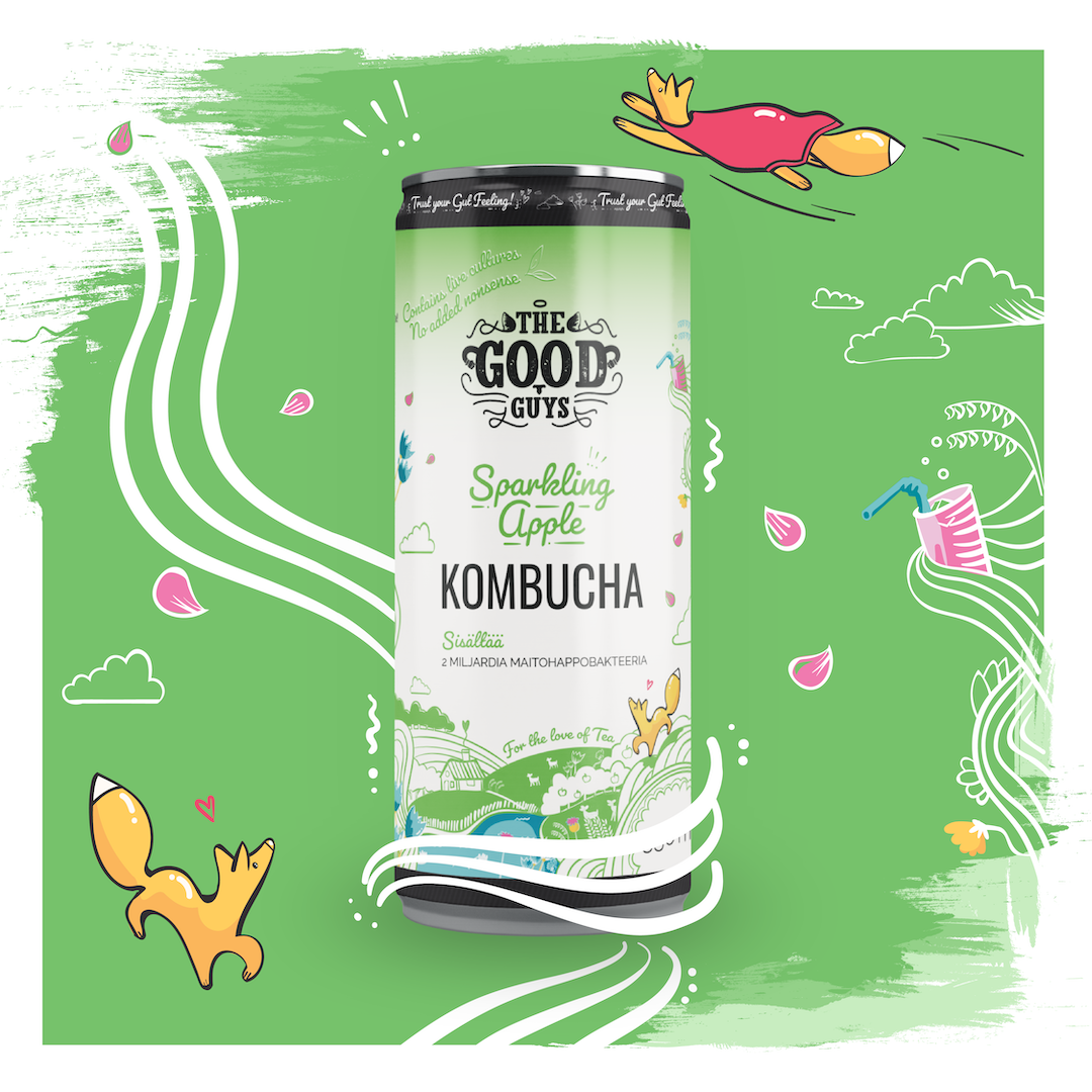 Sparkling Apple Kombucha, 330 ml - Ruohonjuuri