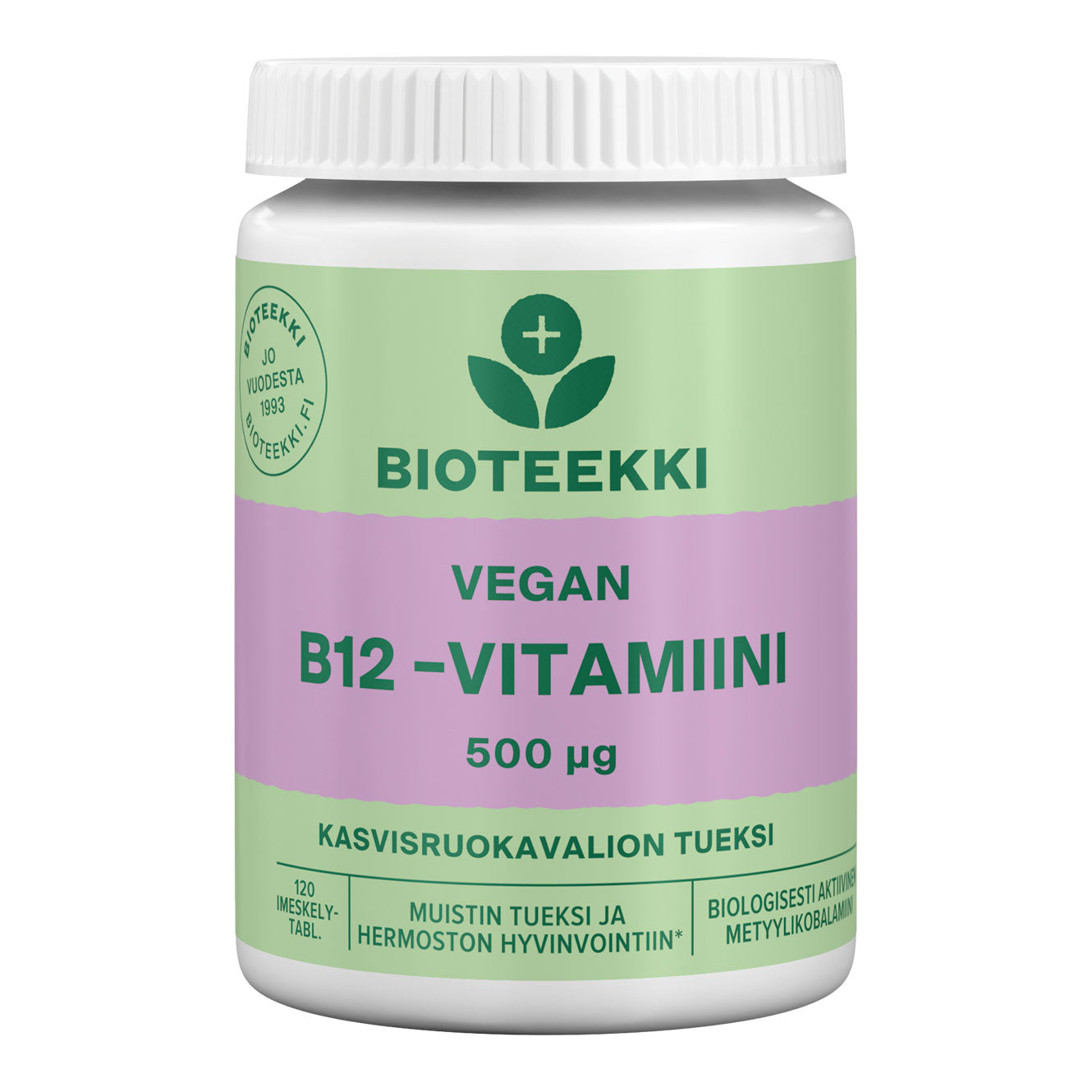Bioteekki Vegan B12-vitamiini 500 mikrog. 120 tabl. 28 g