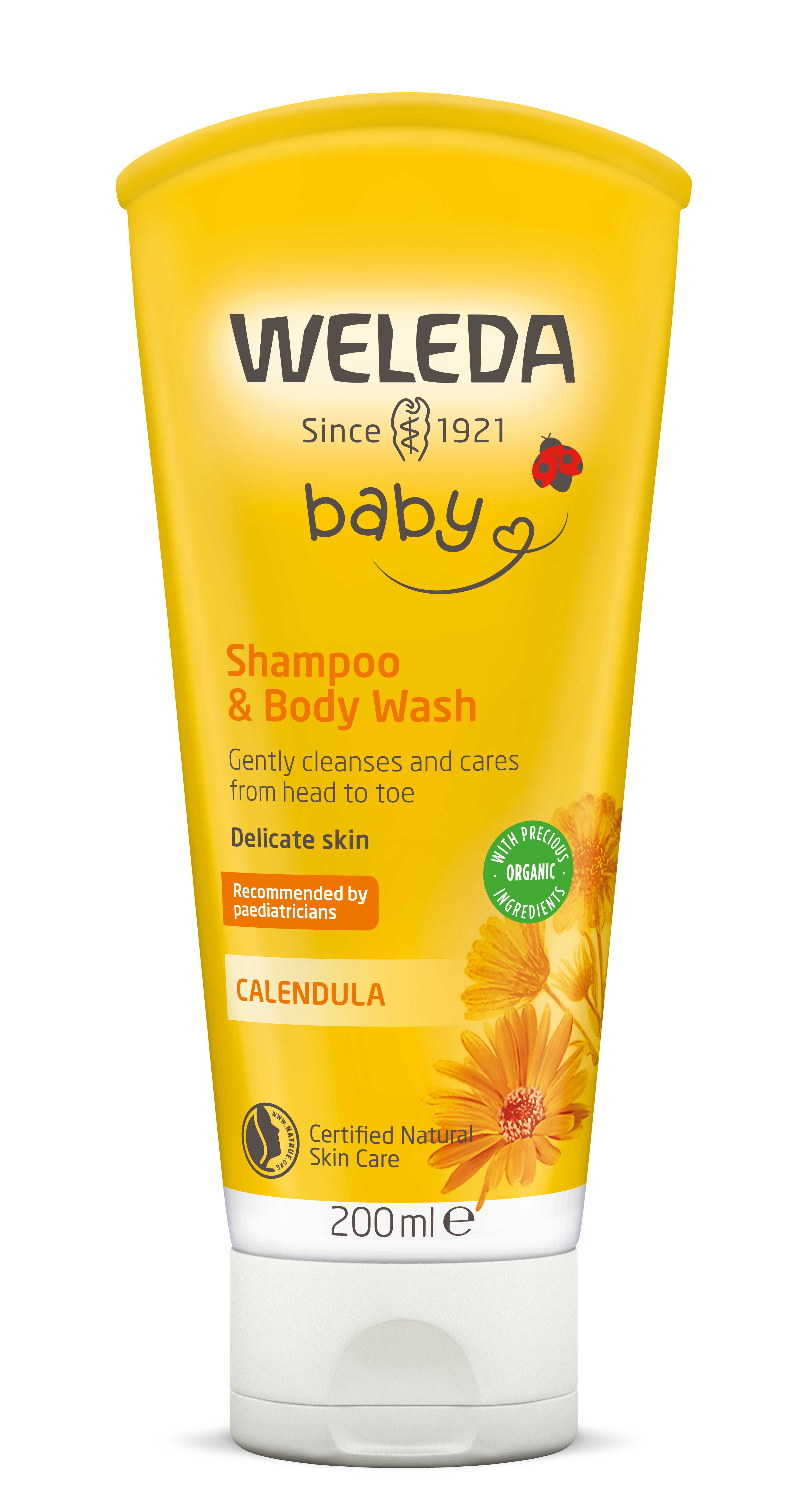 Shampoo ja vartalonpesuaine, Calendula (Vauvashampoo), 200 ml