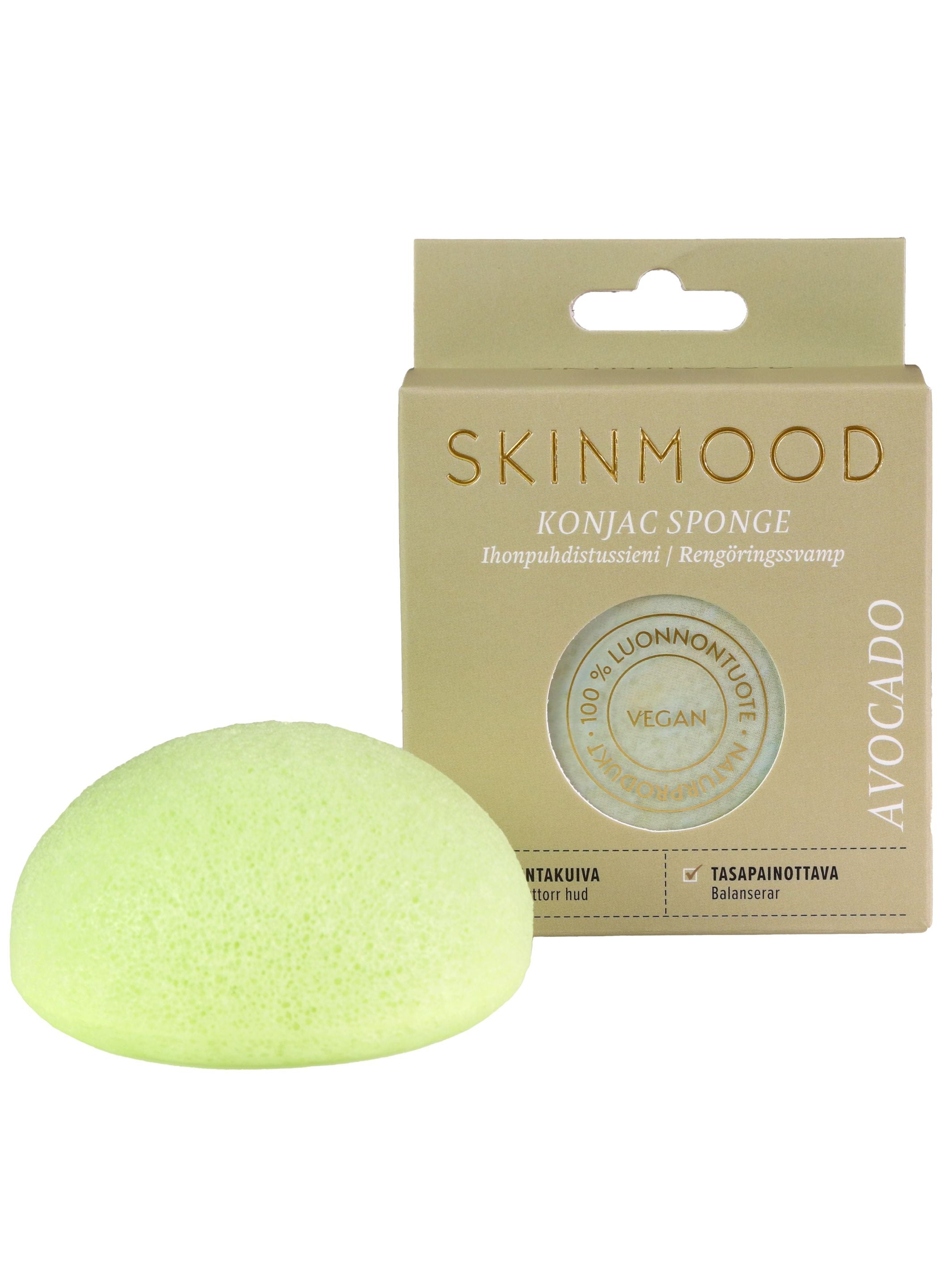 Avokado Konjac ihonpuhdistusieni sekaiholle ja pintakuivuuteen (SkinMood® Konjac Sponge Avocado)