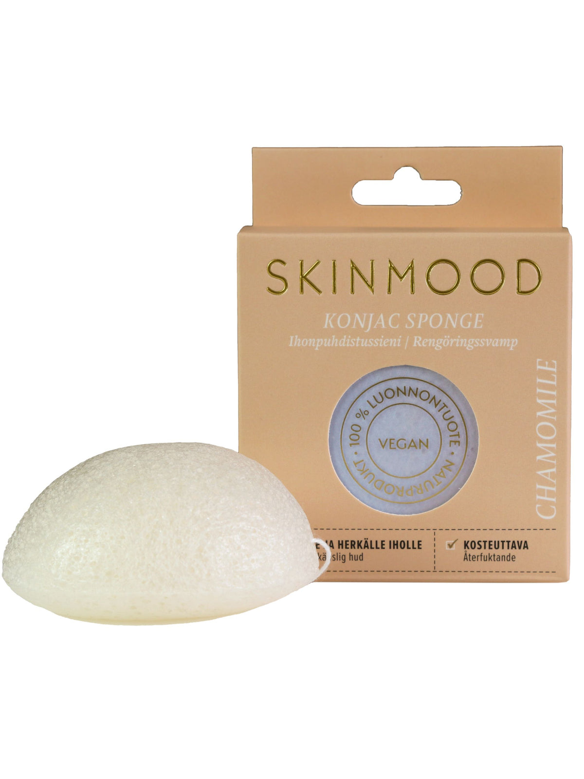 Kamomilla Konjac ihonpuhdistussieni herkälle ja normaalille iholle (SkinMood® Chamomile Konjac Sponge)