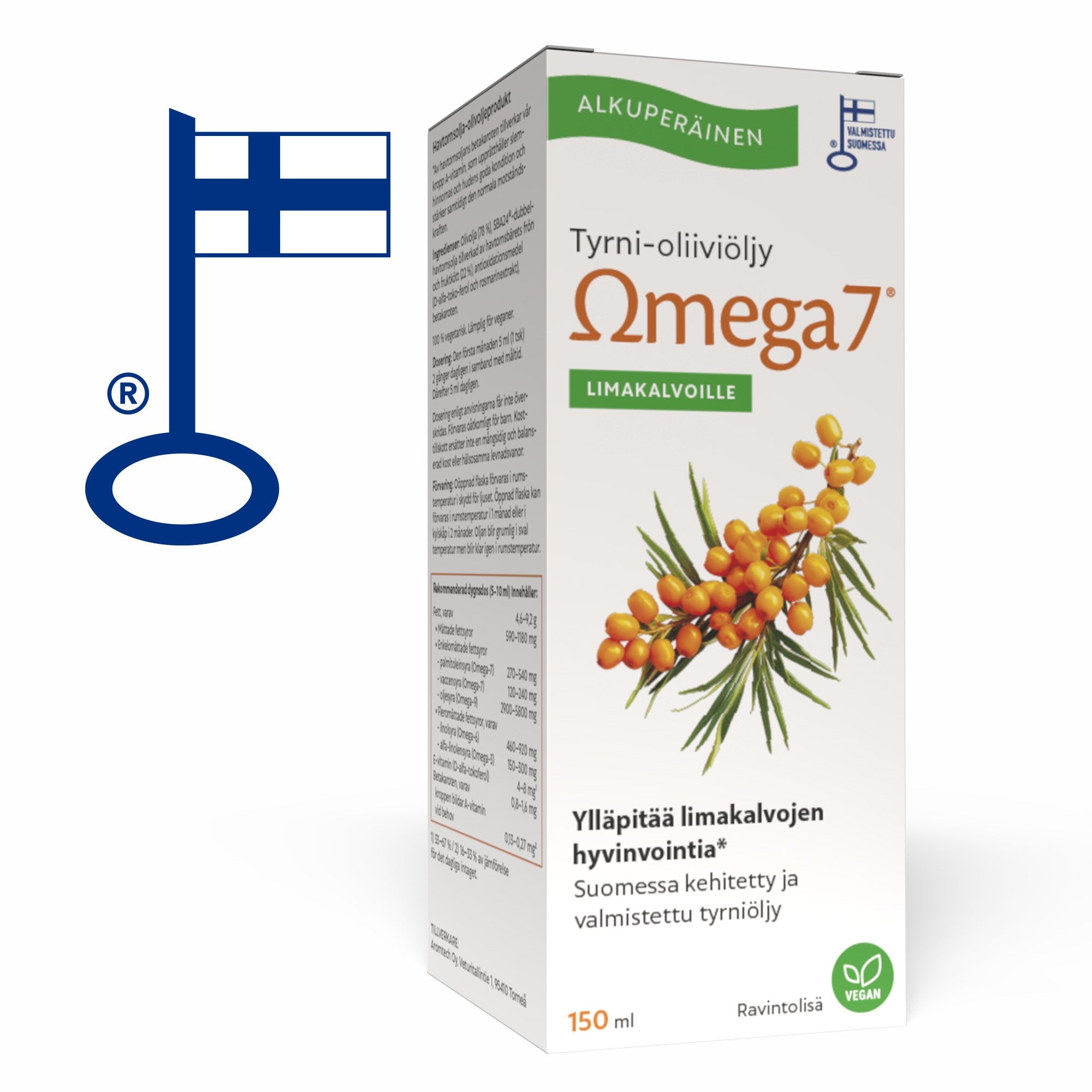 Omega7 SBA24® Tyrni-oliiviöljy, 150 ml