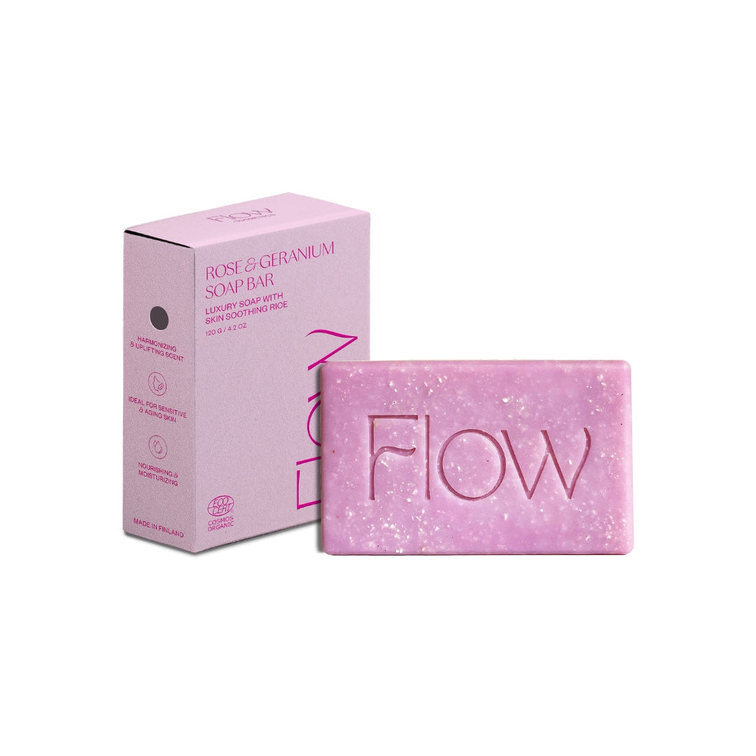 Rose & Geranium Soap Bar, 120 g - Ruohonjuuri