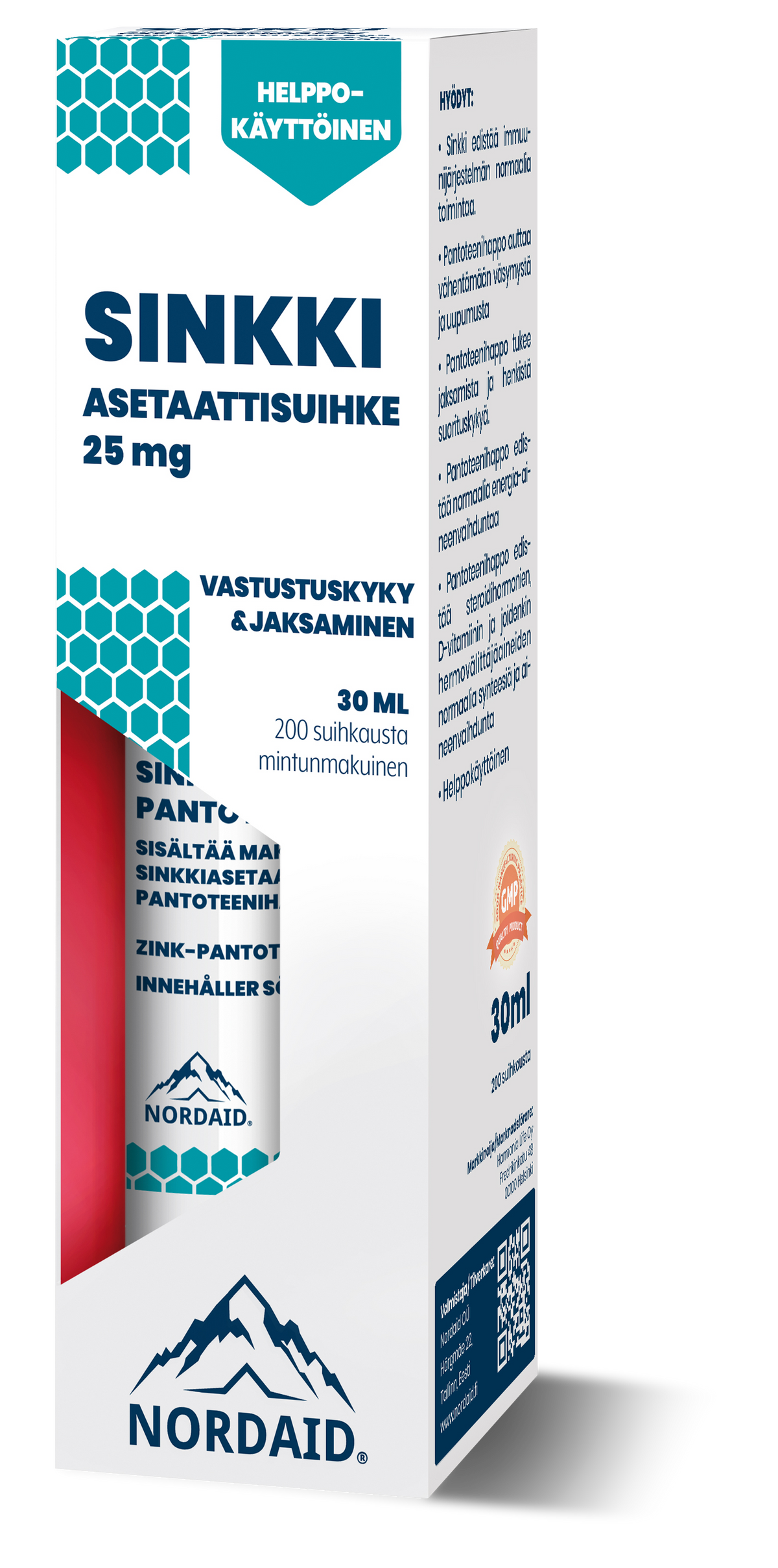 Nordaid Sinkkiasetaatti-pantoteenihapposuihke 30 ml