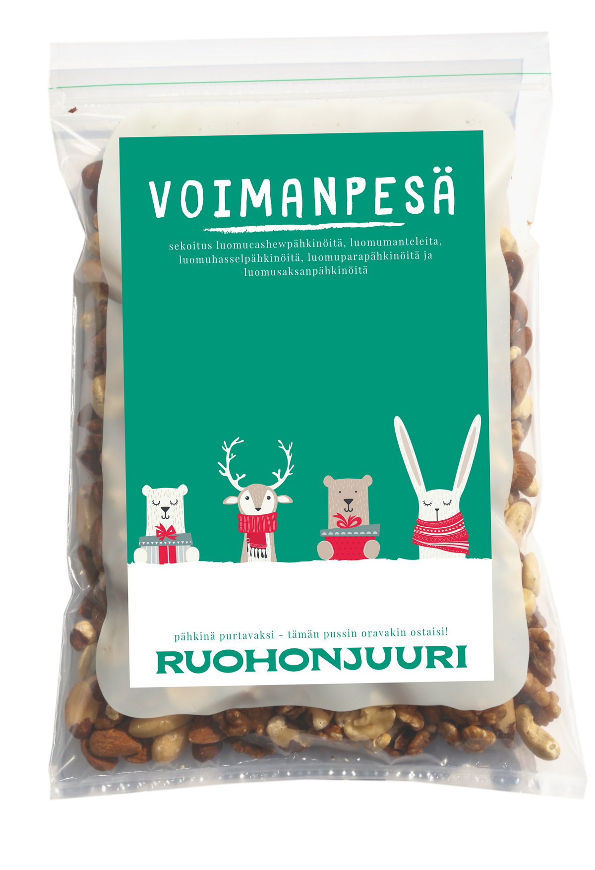 Voimanpesä-luomupähkinäsekoitus, 800 g.